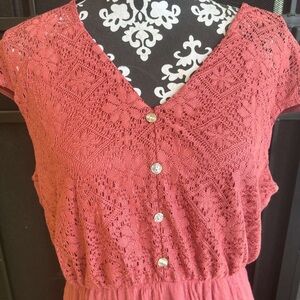Luxology Terracotta Lace Top